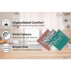 EVERY-VILLE Where EVERYone is Welcome 3 Pack Pink Teal White Bandana for Women Men Gift Packaging - Cowgirl Cowboy Accessories Scarf Headband Neckerchief - Paisley Hair Face Covering