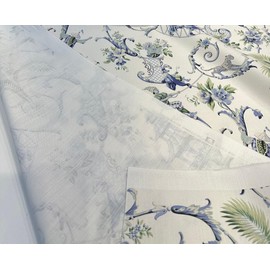 Waverly Mandarin Prose Blue Porcelain Drapery Upholstery Fabric by The Yard