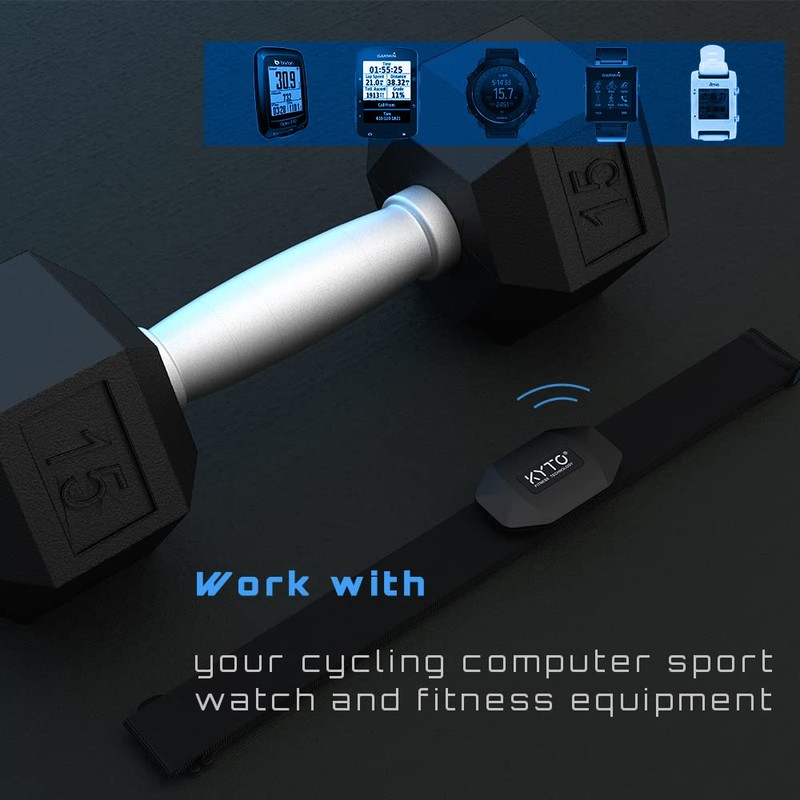 KYTO Heart Rate Monitor Chest Strap, ANT+/ Bluetooth, Compatible with