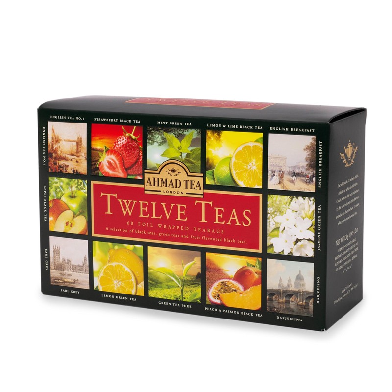 Ahmad Tea Variety Gift Box, 60 Foil Enveloped Teabags, Twelve