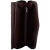Womens Leather Tri-Fold RFID Protected Money/Coin Holder/Purse - Dark Brown