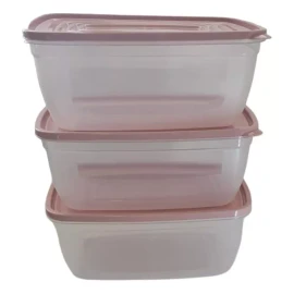 Plasticocina Set/3 Pzs Herméticos Plásticos Grandes Recipientes Almacenar
