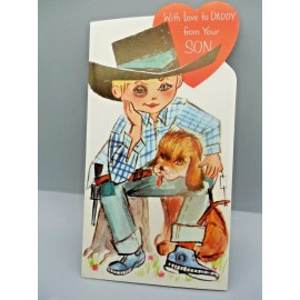 Valentine's Day Vintage "With Love To Daddy From Your Son""  card - FREE SHIP