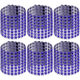 Waycreat 120pcs Blue Napkin Rings,Napkin Rings Bulk, Rhinestone Napkin Rings Diamond for Large Events, Table Decorations, Wedding, Party, DIY