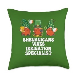 Irrigation Specialist Gnomes St. Patricks Day Throw Pillow