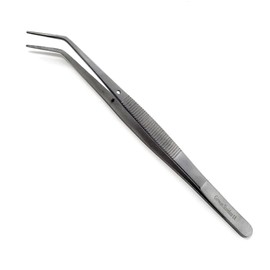 Multi Purpose Kitchen Tweezers with Precision Stainless Steel Tongs for Pince Culinary Cuisine Cooking and Plating Food by Chef (Angled 6")
