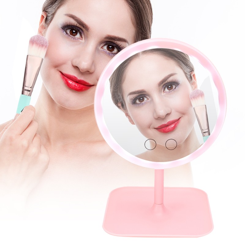 USB Charging 5 Color Light Desktop Cosmetic Mirror Adjustable LED