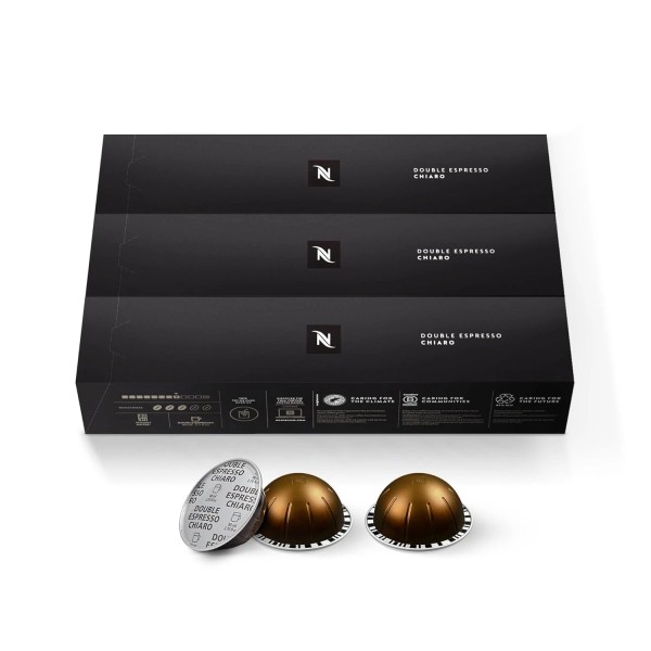 Nespresso Capsules Vertuo, Double Espresso Chiaro, Medium Roast Espresso Coffee,