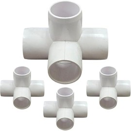 3/4" 4-Way Tee Furniture Grade PVC Fitting in White, UV-Resistant, Impact-Proof, 1.050" Actual Socket Diameter (8)