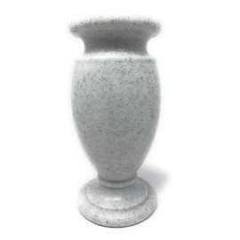 OPTIMUM Memorial Cemetery Flower Vase - Plastic (White Granite) with Metal Ground Spike, Grave Marker, Decorations for Gravesite, Headstone Flowers Holder, Garden Lawn & Yard