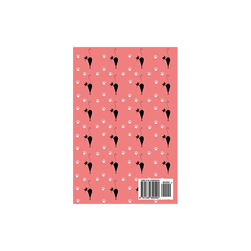  Journal: Black Cats and Paw Prints (Pink) 6x9 -
