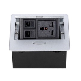 Table Connection Box Conference Room Countertop Desktop Socket Electrical Outlet Strip With 2 Network Ports AC250V