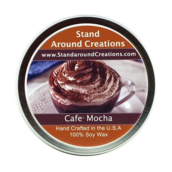 Premium 100% All Natural Soy Wax Aromatherapy Candle - 8oz. Tin: Cafe Mocha: Fresh brewed coffee, chocolate syrup, creamy vanilla, and marshmallows.