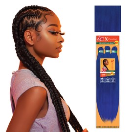 Sensationnel Xpression prestretched braiding hair - 3x xpression 58-inch kanekalon flame retardant smooth yaki braid - 3x x-pression 58 inch (2 pack, BLUE)