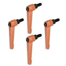 sourcing map 4pcs Adjustable Clamping Lever Handles M8 x 16mm Male Thread Bolt Knobs Rotating Screw Locking Quick Release Ratchet Push Button Handle, Orange