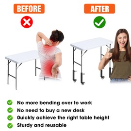 Table Leg Extender with Casters Adjustable 6.3"-7.9" Height 8 Pack