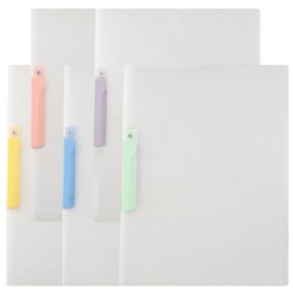 Clear File Storage Holder, A4, Set of 5, Rotating Folder, Clear File Holder, Clip Type, Clear Pockets, 5 Different Colors, Polypropylene Material, Thick, Large Capacity, Holds 1 to 60 Sheets, For