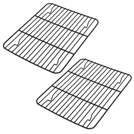 E-far - Juego de 2 estantes de refrigeración para hornear, antiadherentes, para cocina, asar, asar, asar carne, tocino, rejilla de alambre de metal para hornear de 9.7 x 7.3 pulgadas, fácil de limpiar