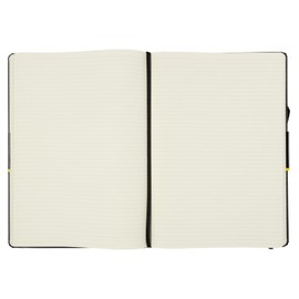 Idena 209292 DIN A4 notebook, ruled, cream-coloured paper, 192 pages, 80 gsm, black hard cover, pack of 1