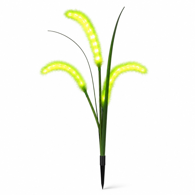 Solar Foxtail Garden Lights for Outdoor Decor – 3-Head LED