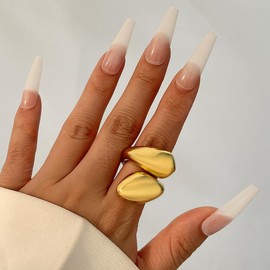 ERLOSYA Chunky Open Twist Stackable Rings for Women Gold Sliver Plated Crossover Statement Adjustable Ring Band Hip-Hop Regular Glossy Rings (641-gold)