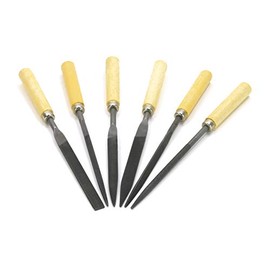Blanko Needle File Set 6 Piece Key File Set in Different Shapes with Wooden Handles for Workshop and DIY