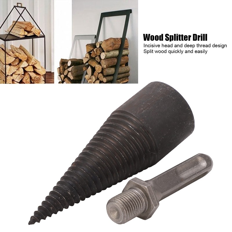 Wood Cone Punch Firewood Separation Detachable Round Shank Thread Drill