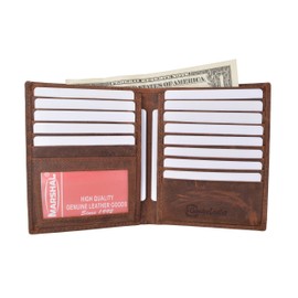 MARSHAL Extra Capicity RFID Blocking Bifold Hipster Credit Card Wallet Premium Leather (Vintage)