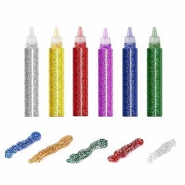 Altaroo Glitzerkleber 6 Tuben, Glitzerstifte Glitter Glue 6 Farben, Klebestifte mit Glitzer, Glitzer Basteln, Glitzerkleber für kinder glitzerstifte mädchen Junge zum Bemalen und Verzieren -je 10 ml
