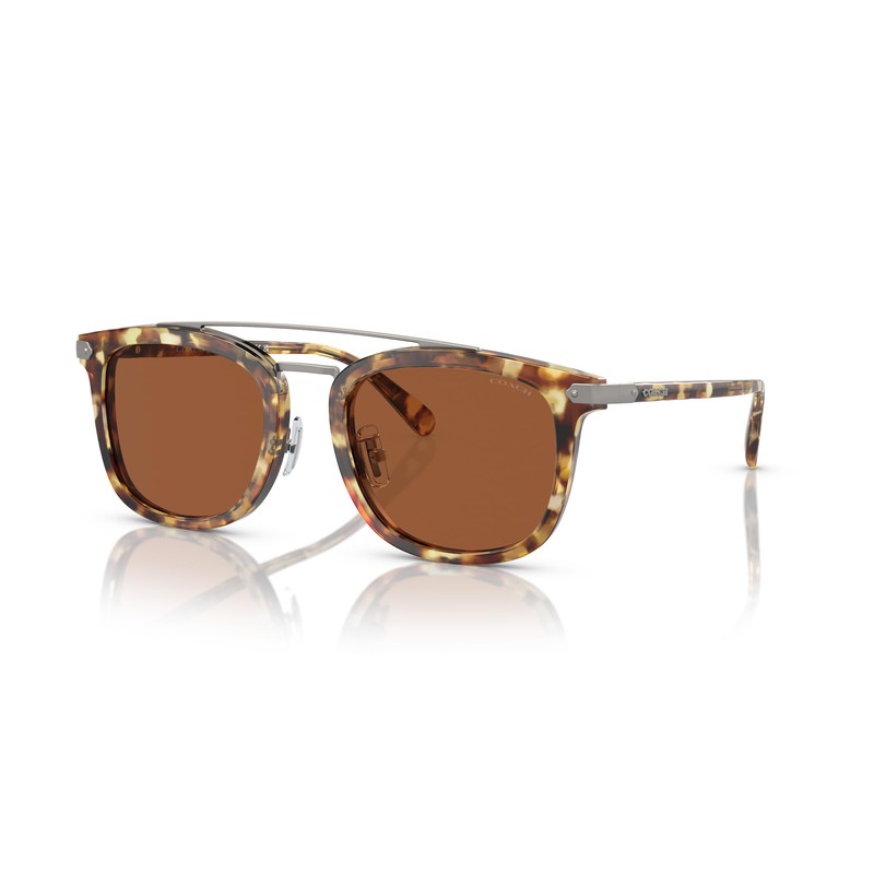 Coach HC8382 Sunglasses, Honey Tortoise/Brown Solid, 53 mm