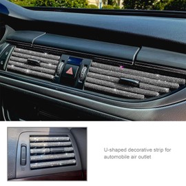 EMSea Pack of 10 Car Air Conditioning Ventilation Outlet Trim Air Outlet Stripes Bling Rhinestone Decor Interior Decorative Accessories