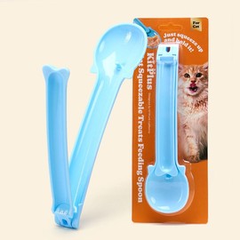 Cats Stripe Squeeze Spoon Multifunctional Pet Lickable Treat Feeding Spoon for Dos and Cats Wet Snack, Dishwasher Safe - Color: 2pcs-blue feeding spoon