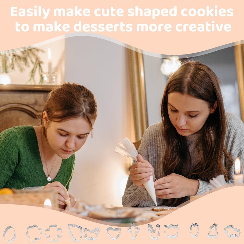 Elegauit Stainless Steel Animal Shape Cookie Cutter Set Large Baking