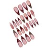 Uñas Postizas Largas Con Presión, Estilo Stiletto, Francesas, Marrones, Con