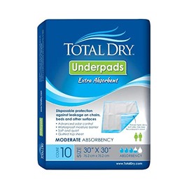 TotalDry Disposable Underpad Heavy Absorbency SecureLoc 30X30 SP113010 10 Pads