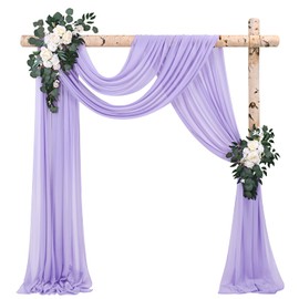 2 Panels Wedding Arch Draping Fabric，28" x 20Ft Lavender Purple Wedding Arch Drapery Chiffon Fabric Sheer Backdrop Curtain Wedding Arch Decorations for Ceremony Arch Stage Party Backdrop Ceiling