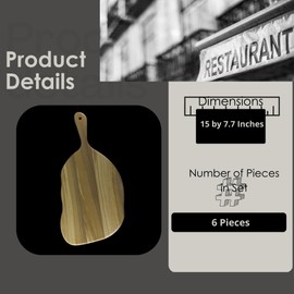 Steelite International 6525TW301 Wooden Serving Paddle, Olive Wood Asymmetrical Food Service Board with Handle, Bread Server, Appetizers or Charcuterie, 15 by 7.7, 6 Set