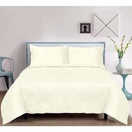 LINENWALAS Organic Bamboo Duvet Cover Set with Zipper & Corner Ties 90"x90" - 100% Natural Softest Coolest Bedding (Queen, Ivory)