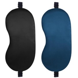 2 Pack Sleep Mask, 100% Blackout & Zero Pressure, Luoqun88 Mulberry Silk Cover with Adjustable Strap, Machine Washable for Long-Lasting Use for Travel & Deep Sleep with Elegant Box (Blue& Black)