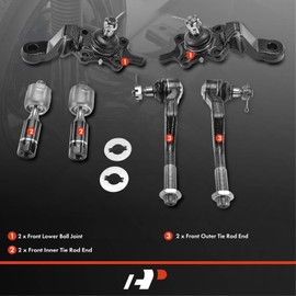 A-Premium Set of 6, Front Lower Ball Joint, Inner & Outer Tie Rod End, Compatible with Toyota Tacoma 1995-2004, 4WD & RWD