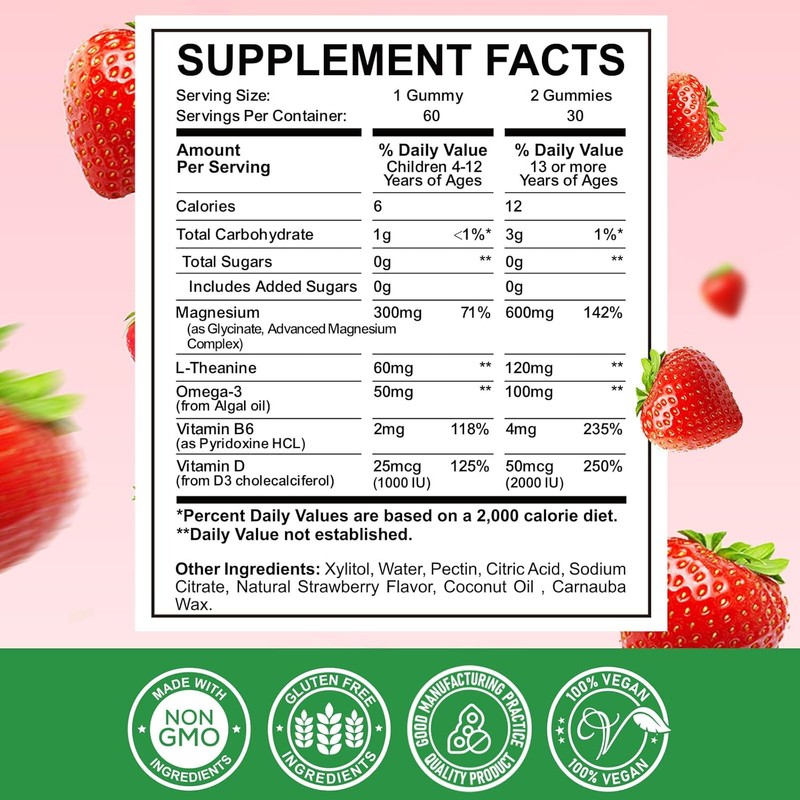Gomitas Complejas de MagnesioGomitas Masticables Tranquilas para Niños y AdultosGlicinato