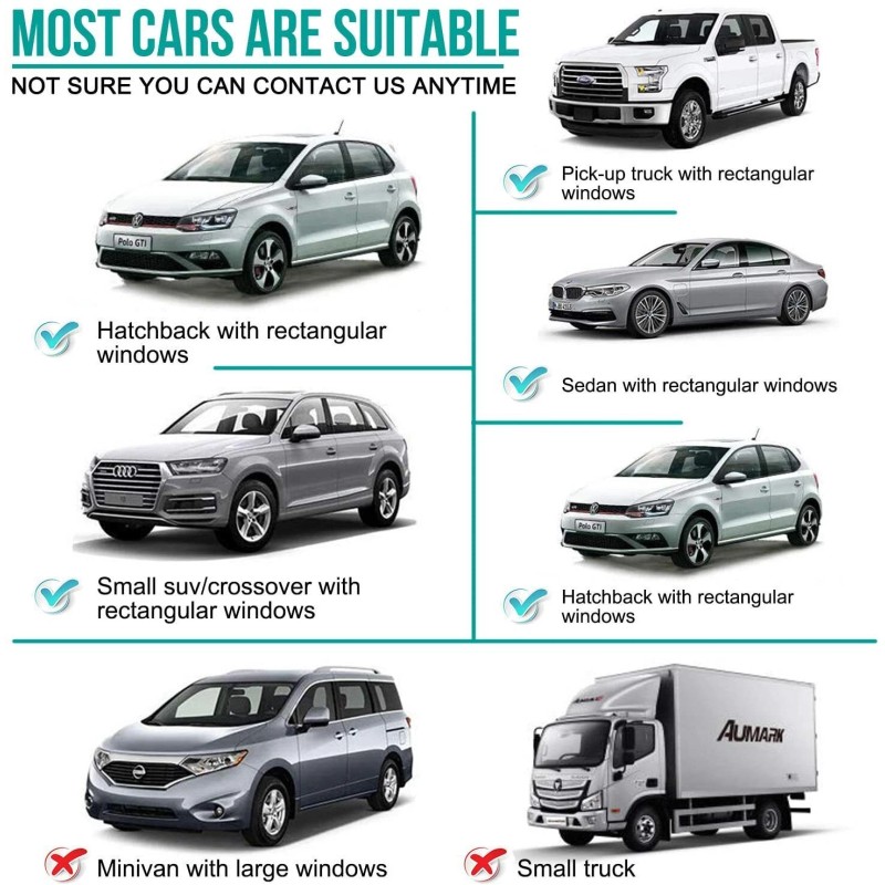 AUTOXBERT 4× Universal Car Side Window Sun Shade Breathable Screen