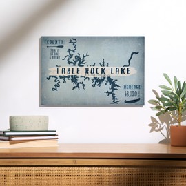 Lantern Press 12x18 Inch Premium Wood Sign, Ready to Hang Wall Decor, Table Rock Lake, Lake Essentials, Shape, Acreage and County