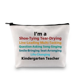 JXGZSO Kindergarten Teacher Gift Teacher Life Cosmetic Bag I'm A Kindergarten Teacher Makeup Bag, I'm A Kindergarten