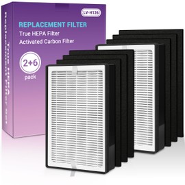 Aneedmore LV-H126 Replacement Filter for LEVOIT LV-H126 Air Purifier. 2 Filter + 6 Activated Carbon Filters. LV-H126-RF