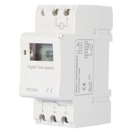 Walfront 30A Digital Timer Switch 7 Day Programmable Electronic Time Control Switch 16 ON/Off Timer Settings Screw/Rail Mounting (220V)