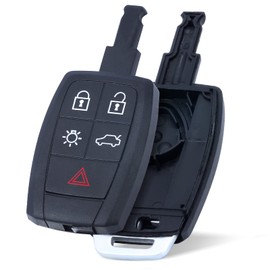Keymall Carcasa de repuesto para llave de entrada sin llave para Volvo C70 C30 S40 V50 5 botones KR55WK49259, solo una funda de llave