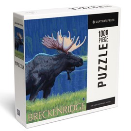 Lantern Press 1000 Piece Jigsaw Puzzle, Breckenridge, CO, Moose at Night