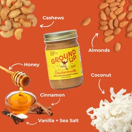 Ground Up Almond & Cashew Nut Butter - Snickerdoodle - Peanut-Free, Dairy-Free, Gluten-Free - 2 Jars 12oz