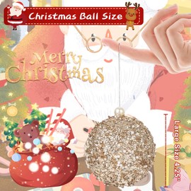 Large Christmas Ball Ornaments 4.25 Inches 4 Pcs, Shatterproof and Reusable for Christmas Tree, Weddings, Housewarmings, and Holiday Decor (Champagne Gold)